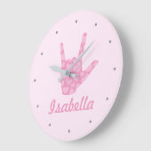 手話I Love You Girls Name Clock ラージ壁時計 (傾斜)