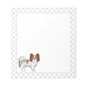 手赤と白付きパピヨン漫画の犬 ノートパッド (正面)