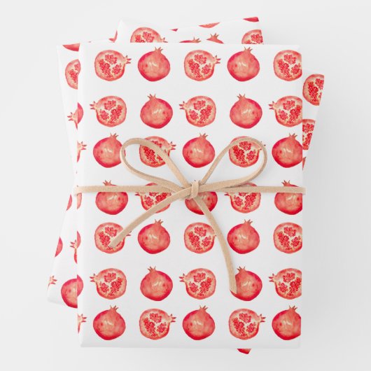 手赤水図解入りの、写真付きの色のザクロ果実 ラッピングペーパーシート (インサイチュ)