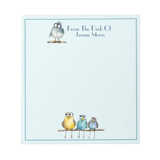 手足の名前のメモ帳の奇抜なパーソナライズされた鳥 ノートパッド (正面)