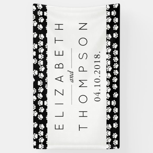 手足の形，白黒の結婚模様 横断幕 (縦)