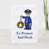 手錠でクリスマスカードを持つリース警官 シーズンカード (正面)