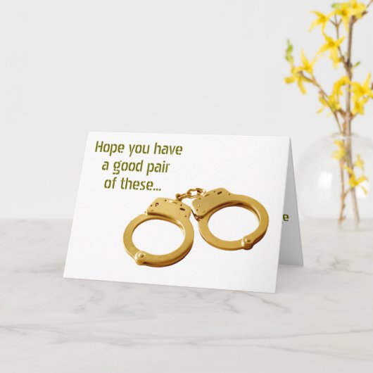 手錠をかけられたユーモアを身に付け結婚たい カード (黄色い花)