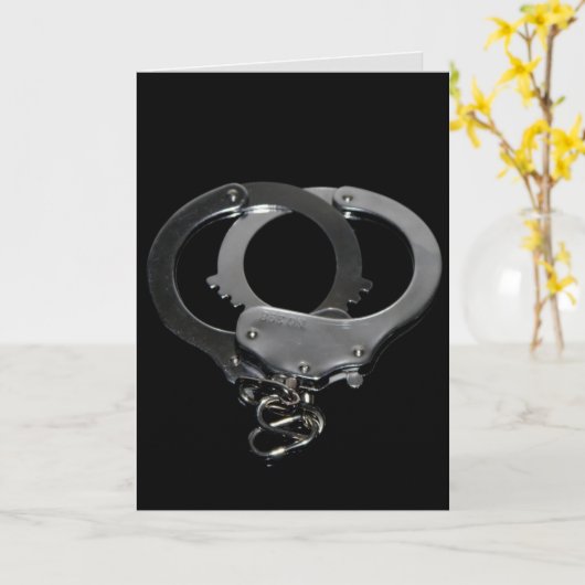 手錠をかける、きびしい恋愛の挨拶状 カード (黄色い花)