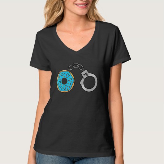 手錠ドーナツ警察署男性女性 Tシャツ (正面)