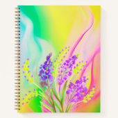 手離れ手の抽象芸術カラフルフローラ名の件名 ノートブック (正面)