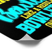 手離れ渡しボウリングをする人、 クリケットの投手ボウルバイルユーモアボーリングストライカー ポスター (角)