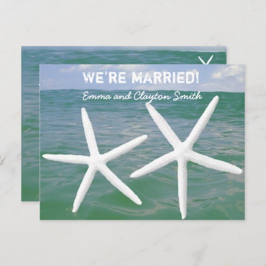 手頃なビーチをテーマにした結婚式後のお祝い インビテーションポストカード (正面/裏面)