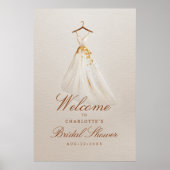 手頃なブライダルシャワーウェルカム - 水彩ドレス ポスター (正面)