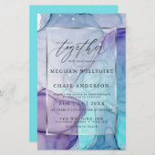 手頃のシ結婚ックなアクアパープル抽象芸術インク (正面/裏面)