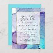 手頃のシ結婚ックなアクアパープル抽象芸術インク (正面/裏面)