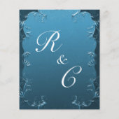 手頃エレガントティール(緑がかった色)渦巻きウェディング招待 チラシ (裏面)