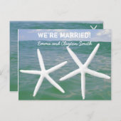 手頃ビーチをテーマにした結婚ポストのお祝い インビテーションポストカード (正面/裏面)