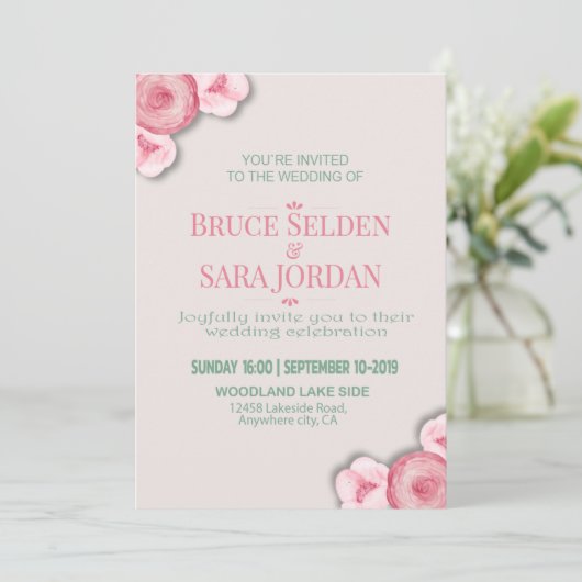 手頃フローラ結婚のメッセージ 招待状 (スタンド正面)