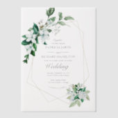 手頃幾何結婚緑 ベラム紙招待状 (正面)