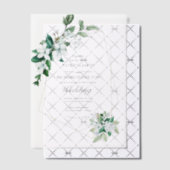 手頃幾何結婚緑 ベラム紙招待状 (オフセット (招待状))