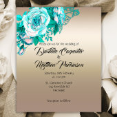 手頃金ゴールドとターコイズバラウェディング招待 チラシ