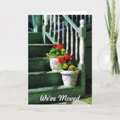 手順のゲラニームとパンジー – 引っ越しましたカード 案内状 (正面)