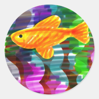 手魚色彩の鮮やかシール ラウンドシール