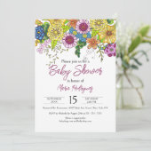 手鮮やか引きカラフル花赤ちゃんシャワー 招待状 (スタンド正面)