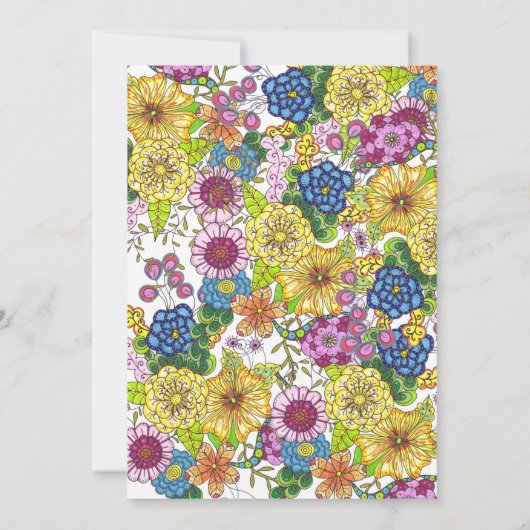 手鮮やか引きカラフル花赤ちゃんシャワー 招待状 (裏面)