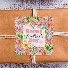 手鮮やか引き花模様母の日 スクエアシール