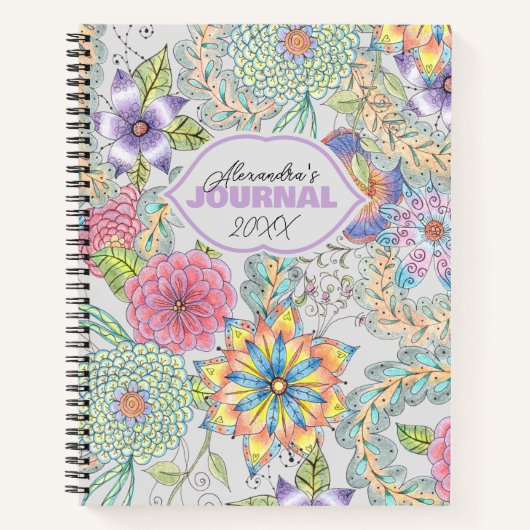 手鮮やか描き春の花と緑 ノートブック (正面)