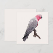 手 – スケッチピンクのオウム、熱帯鳥。 招待状 (正面/裏面)