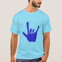 手、手話を、青で、Tシャツ愛して下さい