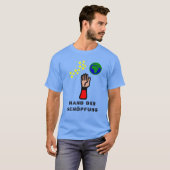 手、星と地球と文字ハンドデルシェプフン Tシャツ (正面フル)