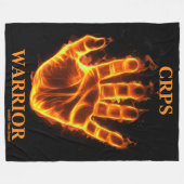 手/炎…CRPS フリースブランケット (正面(横))
