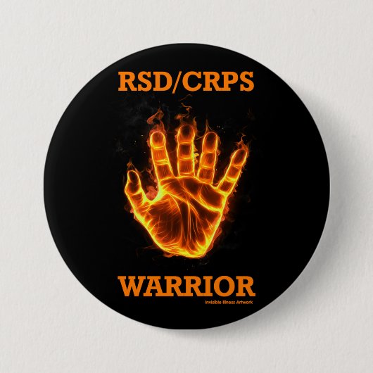 手/炎…RSD/CRPS 缶バッジ (正面)