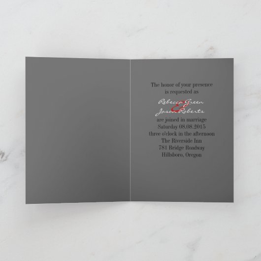 手Balackおよび白い結婚式を開くこと 招待状 (内部)