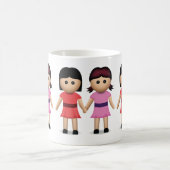 手Emojiを握っている2人の女性 コーヒーマグカップ (中央)