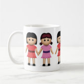 手Emojiを握っている2人の女性 コーヒーマグカップ (左)