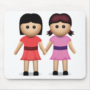 手Emojiを握っている2人の女性 マウスパッド