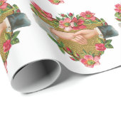 手w花ビクトリアンヴィンテージバレンタインデー ラッピングペーパー (ロールコーナー)