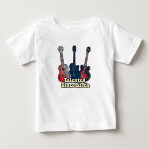 才能優れた誕生。レトロカラフルギター ベビーTシャツ