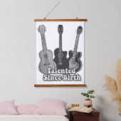 才能優れた誕生。ヴィンテージブラック&ホワイトギター 吊り下げ型タペストリー (寝室)