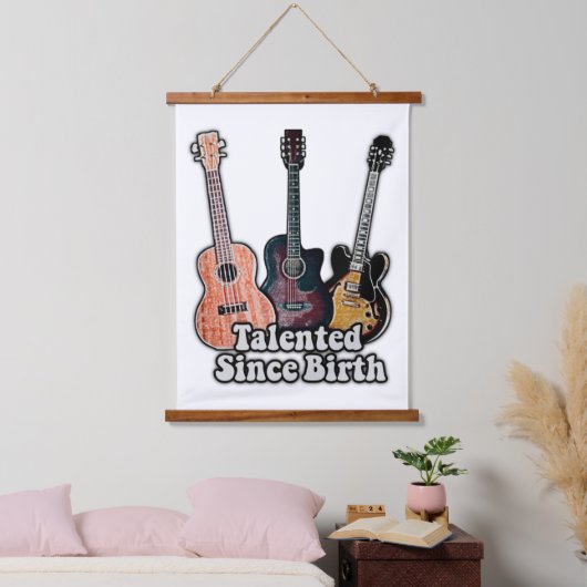 才能超誕生。ヴィンテージカラフルギター 吊り下げ型タペストリー (寝室)