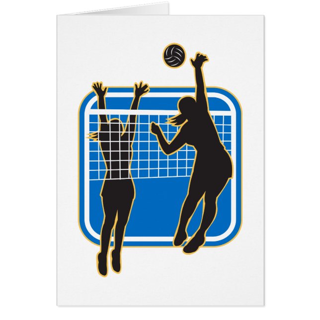 打ちつけているバレーボール選手屋内球を妨げます (正面)