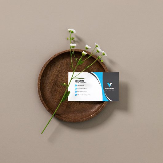 打ちスタイリッシュ付け青 名刺