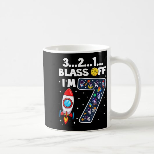 打ち上げよう！7歳の誕生日！宇宙船A コーヒーマグカップ (右)