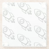 打ち上げロケットのスケッチパターン ガラスコースター (裏面)