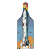 打ち上げ宇宙ロケットレトロ光沢ポスター カッティングボード (正面)