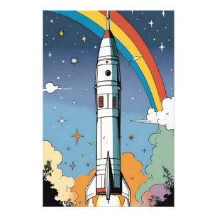 打ち上げ宇宙ロケットレトロ光沢ポスター フォトプリント