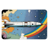 打ち上げ宇宙ロケットレトロ光沢ポスター マグネット (横)