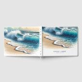打ち寄せる大波 海辺の海岸ウェディング ゲストブック (全面)