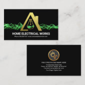 打つグリーン稲妻金ゴールド電球 名刺 (正面/裏面)