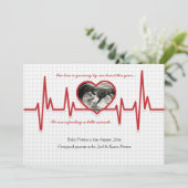 打つハートの写真の妊娠の発表 案内状 (スタンド正面)